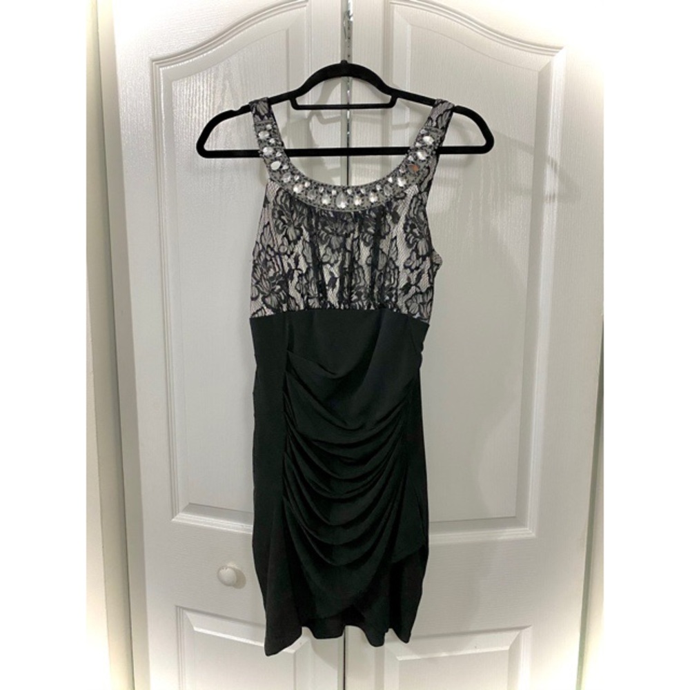 Mini black lace dress